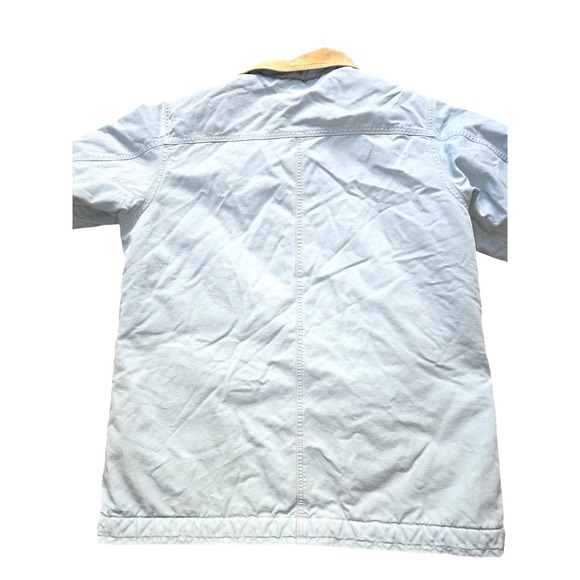 Vintage LL Bean Women's Chore Field Coat L Blue Canvas Barn Jacket Corduroy - Picture 4 of 16